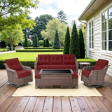 Belord Luxury 6-inch Thick Cushion Patio Furniture Set - Outdoor Swivel Rocker Glider Chairs Set of 4 with Glass Top - Photo 9