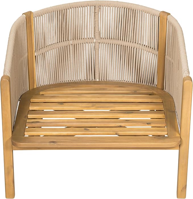 Christopher Knight Home Grotta Acacia Wood Patio Accent Chair Set of 2, Wooden Lounge Chair Outdoor - Photo 10
