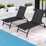 EROMMY Patio Chaise Lounge Chair Set of 2 with Wheels, Oversized 26" W Outdoor Lounge Chairs with Adjustable Backrest - Photo 1
