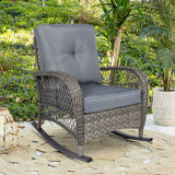 Outdoor Wicker Rocking Chair with Thickened Cushions, All-Weather Rattan Patio Rocking Chairs - Photo 1