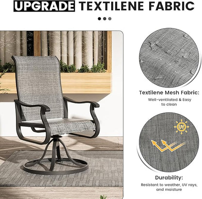Patio Swivel Chairs Set of 6, Outdoor Dining Chairs with High Back, All-Weather Swivel Rocker Chair for Lawn, Porch or Garden (Dark Grey)