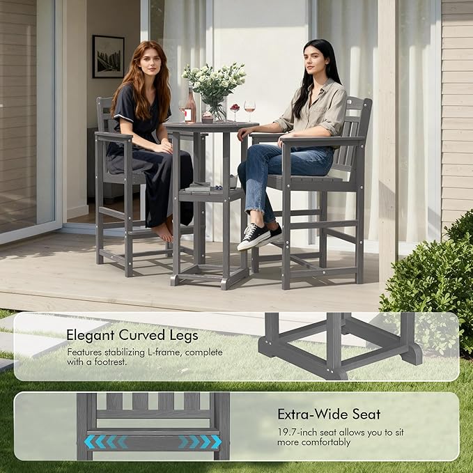 Ciokea 3-Pcs Bistro Table and Chairs - Photo 6