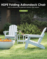 GREENVINES Folding-Adirondack-Chair | HDPE Plastic | Fire Pit Chairs | All Weather | Cup Holder | White - Photo 4