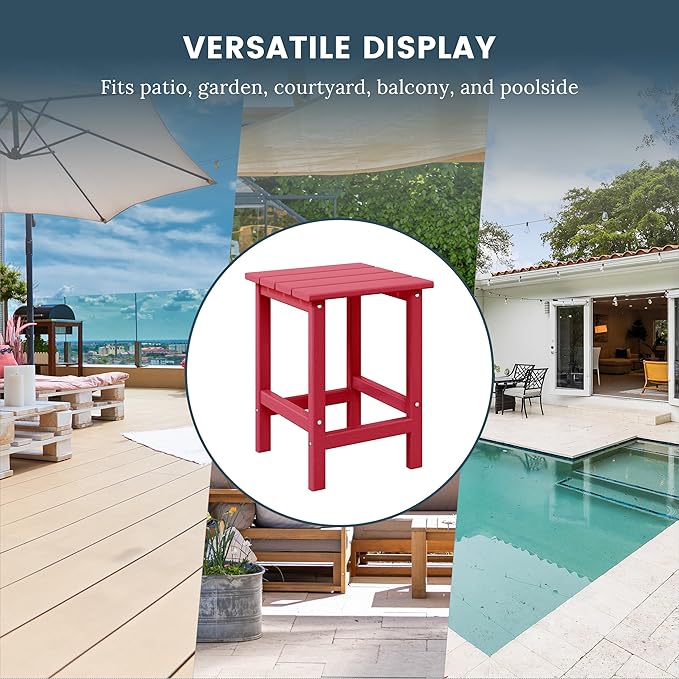 Costaelm Outdoor Table and Chairs, Small Patio Set Outdoor Seating, All Weather Porch Furniture Set Lounge Chairs for Outside Firepit Garden Lawn, Red