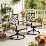 SUNCROWN Outdoor Dining Swivel Chairs Set of 2, Metal Frame Patio Chair Rocker with Brown Cushion for Garden, Bistro - Photo 3