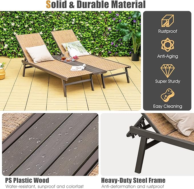 Tangkula Double Patio Chaise Lounge - Photo 7