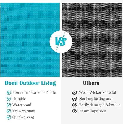 Domi Outdoor Lounge Chair, Aluminum Patio Chaise Lounge with 5 Position Adjustable Backrest and Wheels, All Weather Reclining Chair with Side Table for Patio, Yard,Balcony,Poolside (Lake Blue)