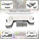 Quarte 7 Pieces Outdoor Patio Furniture Sofa Set with Coffee Table and Pillows - Photo 4