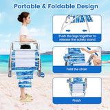 GYMAX Beach Chairs, 2Pcs Folding Camping Chair with Adjustable Backrest, Shoulder Strap, Cup Holder & Headrest - Photo 6