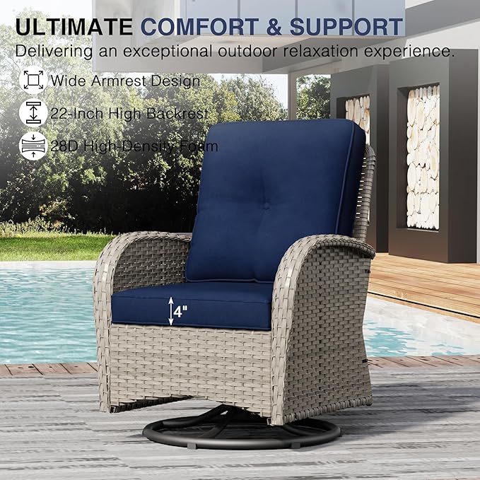 Joyside Wicker Patio Furniture Set, 6 Piece Outdoor Furniture Set with Thickened Cushions, High Back, Deep Seating - Photo 4