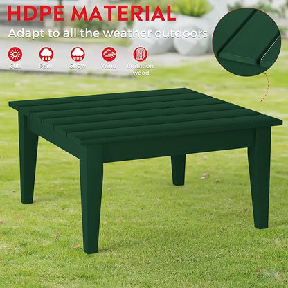 Costaelm Outdoor Side Tables for Patio, Small Patio Conversation Table Weather Resistant Coffee Table, Small Square Table Outdoor End Tables for Porch, Balcony, Poolside, Deck, Dark Green