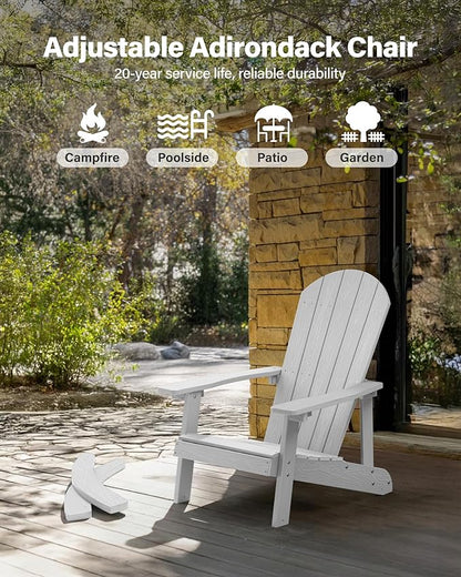 YEFU Outdoor Rocking Chair Set of 4,Adirondack Rocking Chair,Patio Rocker Chair with Wide Back,Oversized Rocker Chair Look Like Real Wood, for Lawn, Porch, Backyard, Indoor and Garden(White)