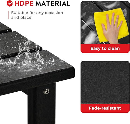 Costaelm Square Outdoor Side Tables, Adirondack Patio Tables for Outside, HDPE Patio End Table Weather Resistant, Balcony Table for Pool, Seaside, Backyard, Porch, Indoor Companion, Black