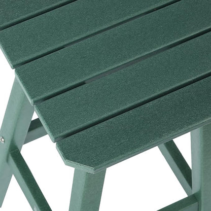 Costaelm 24" Height Outdoor Bar Stools, All-Weather Bar Stools, Adirondack Poly Patio Square Bar Stool for Patio, Deck, Kitchen Counter and Garden, Dark Green