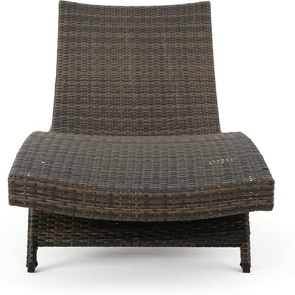 Christopher Knight Home Thira Outdoor Wicker Chaise Lounges with Aluminum Frame, 4-Pcs Set, Mix Mocha