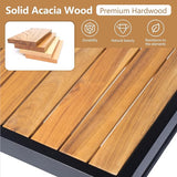 Industrial Acacia Wood Outdoor Sectional Corner Sofa Set with Cushions and Center Table - Patio Garden Balcony - Photo 5