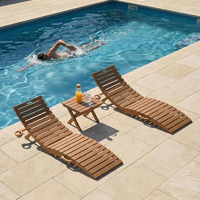 Pre-Assembled Folding in-Pool Lounge Chair, HDPE Outdoor Chaise Lounge with Cup Holder, Pool Lounge Chair for Poolside - Photo 1