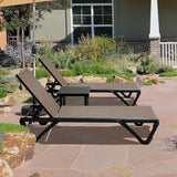 Domi Patio Lounge Chairs Set of 3, Aluminum Pool Chaise Lounge with Side Table - Photo 8