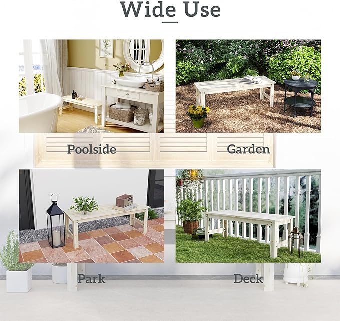 Outsunny 2-Seat Wood Garden Bench, Patio Bench Outdoor Bench with Slatted Seat, Backless Front Porch Bench for Park, Garden, Poolside, Deck, Nature Wood