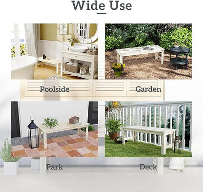 Outsunny 2-Seat Wood Garden Bench, Patio Bench Outdoor Bench with Slatted Seat, Backless Front Porch Bench for Park, Garden, Poolside, Deck, Nature Wood