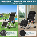 NAIZEA Padded Zero Gravity Chair, Folding Outdoor Lounge Chairs, Adjustable Reclining Camping Chairs with Cup Holder - Photo 5