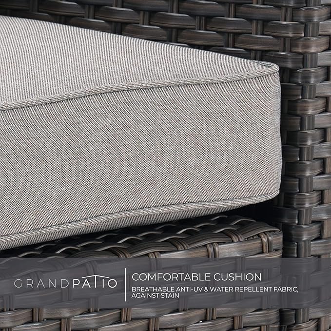 Grand patio Outdoor Rattan Couch Sofa Cushions, Dark Grey Sofa Set for 2 PCS - Photo 4