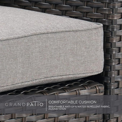 Grand patio Outdoor Rattan Couch Sofa Cushions, Dark Grey Sofa Set for 2 PCS, All Weather Hand Woven Rattan Sofa Patio Furniture Set for Porch, Garden, Backyard, Patio, Balcony,Lawn, Poolside (2 PCS)