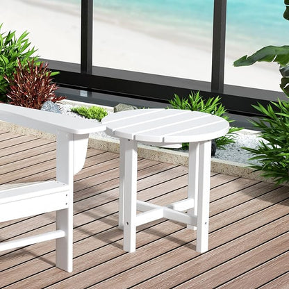 WestinTrends Dylan Adirondack Round Outdoor Side Table, White