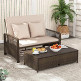 Tangkula Patio Rattan Daybed with 4-Level Adjustable Backrest - Photo 4