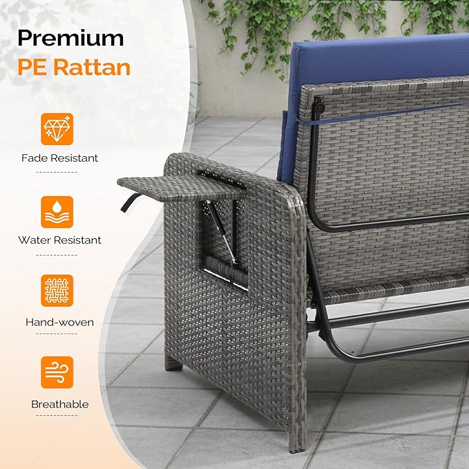 VINGLI Patio Daybed, Wicker Outdoor Daybed with Storage Ottoman & 5-Level Adjustable Backrest - Photo 5