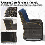 2 Pieces Outdoor Swivel Rocker Patio Chairs Set - Outdoor Wicker Patio Furniture Sets with 1 Side Table - Photo 3