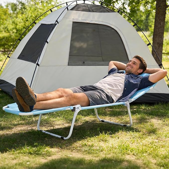 DoCred Heavy Duty Tanning Chair with Face Hole, Adjustable 5-Position Folding Chaise Lounge Chairs for Outside, Portable Lay Flat Beach Lounge Chair for Outdoor Sunbathing Beach Pool Lawn Camping