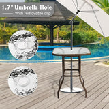 VINGLI Outdoor Bar Table with Umbrella Hole, Metal Patio Bar Height Pub Table for Patio High Top (Brown) - Photo 5