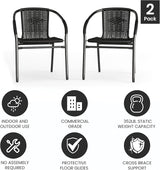 EMMA + OLIVER Set of 2 Modern Rattan Indoor/Outdoor Stack Chairs - Photo 6