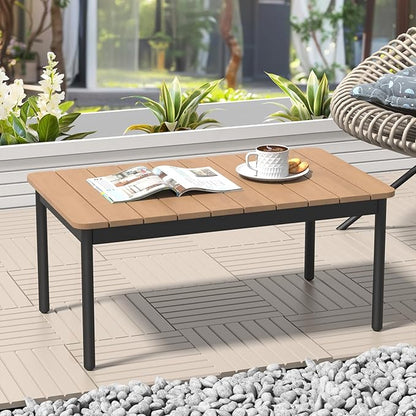 C-Hopetree Small Rectangle Polywood Outdoor Side Coffee Table for Outside Patio