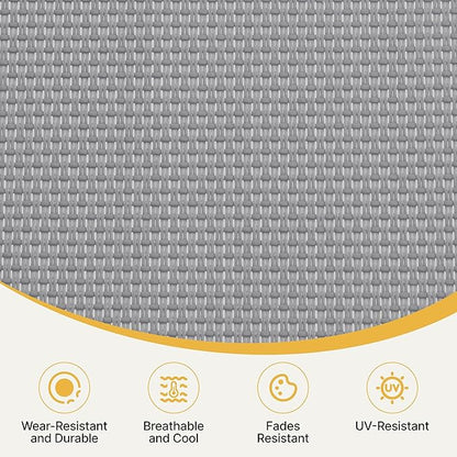 Yaheetech 22.4" Outdoor Folding Tanning Chair, Chaise Lounge Chairs with 5 Back Position Adjustable, Extended Portable Lounger for Beach, Patio, Gray