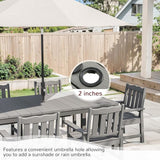 Stoog All-Weather Patio Dining Sets, 7 Pieces Patio Dining Table with Umbrella Hole - Photo 7