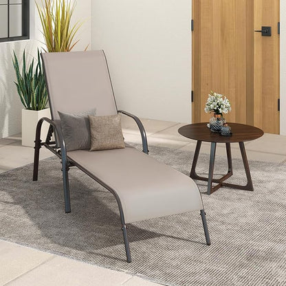 Nightcore Chaise Lounge Chair Outdoor, Pool Chair with 5 Adjustable Backrest, Patio Lounge Chairs with Breathable Fabric, Comfortable Armrest, Chaise Lounge for Patio, Pool, Bench (1, Brown)
