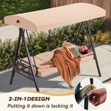 3 in 1 Outdoor Porch Swing with Adjustable Canopy, 3 Seat Outdoor Swing for Adults - Photo 2
