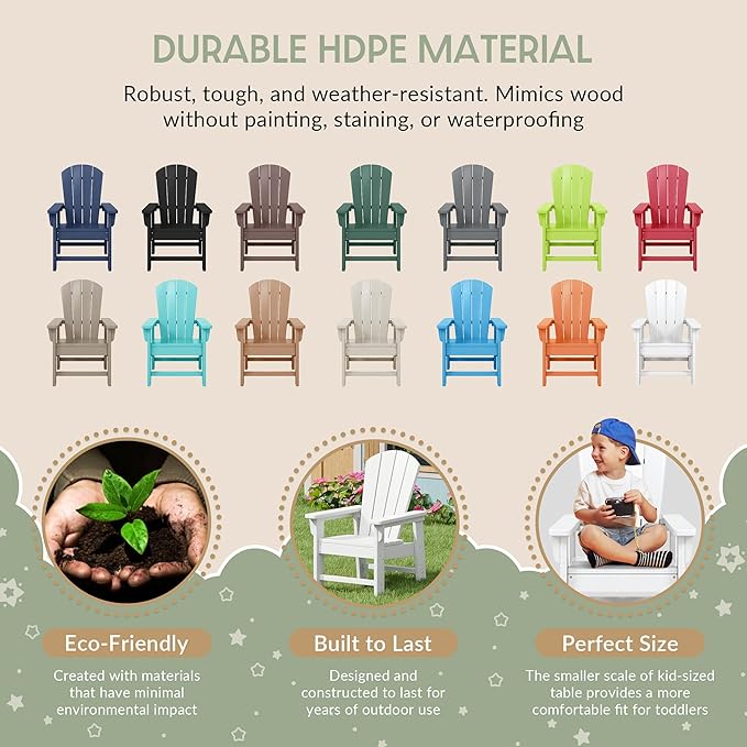 WestinTrends Malibu Kids Outdoor Adirondack Plastic Patio Chair (Set of 2), White