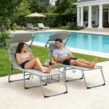 Folding Outdoor Lounge Recliner Chairs, Patio Lawn Chairs with Adjustable Backrest - Photo 1