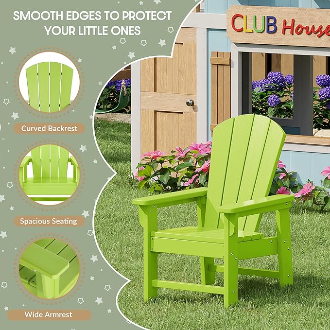 WestinTrends Malibu Kids Outdoor HDPE Adirondack Plastic Patio Chair, Lime