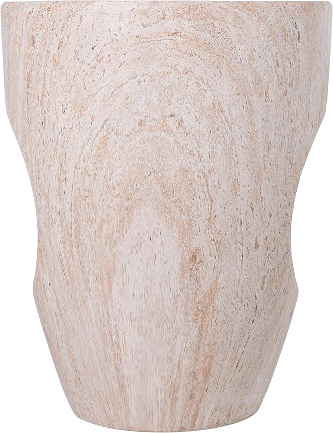 Merax 19.29" H Modern Round MgO Side Table with Cutout Accent, Faux Marble Outdoor Garden Stool & Indoor End Table - Photo 8