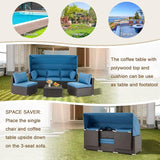 Vicluke 6 Pieces Patio Furniture Sets Outdoor Sectional Sofa Set Rattan Daybed with Retractable Canopy - Photo 6