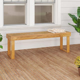 HAPPYGRILL Outdoor Acacia Wood Bench for 3-Person Patio Backless Farmhouse Bench with Slatted Seat - Photo 4
