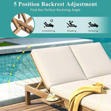 SOFTSEA Patio Double Chaise Lounge with 5-Position Adjustable Backrest, Outdoor Chaise Lounge with Cushions for 2 People - Photo 4