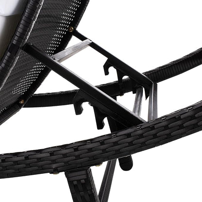 SAFAVIEH Outdoor Collection Colley Black Wicker/White Cushion Adjustable Recliner Chaise Lounge Chair (PAT7722A)