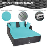 Tangkula Outdoor Rattan Daybed, Sunbed Wicker Furniture w/Spacious Seat, Upholstered Cushion & High-Resilience Sponge - Photo 7