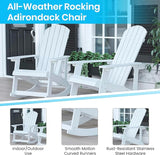Flash Furniture Set of 4 Savannah Adirondack Rocking Chairs - Commercial Grade All-Weather White Poly Resin Wood - Photo 4