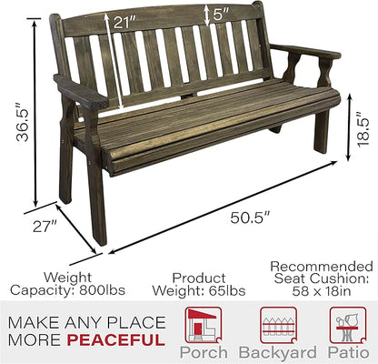 Amish Casual Outdoor Heavy Duty 800 LB Mission Pressure Treated Garden Bench(4 Foot, Dark Walnut Stain)
